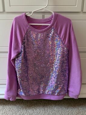 Cat and Jack purple flip sequin sweatshirt size 6 6x